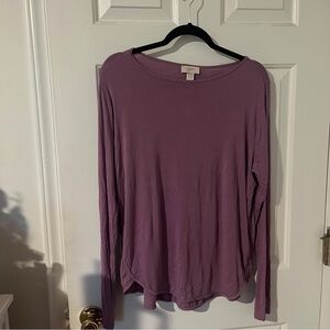 LOFT Purple Relaxed Long Sleeve Top